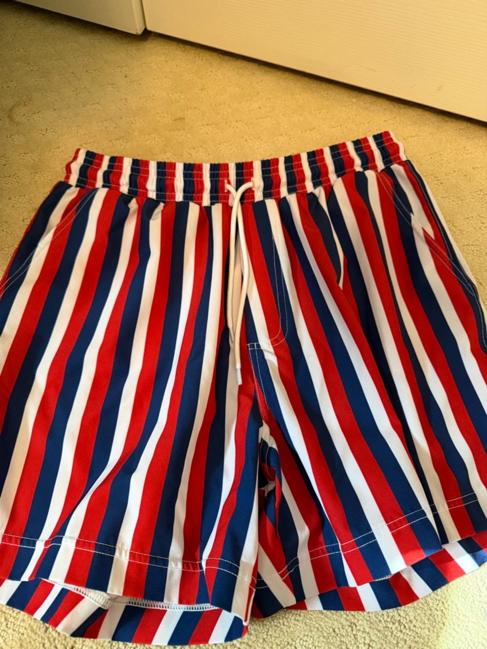 Show Me Your Mumu Red Striped Swim Trunks